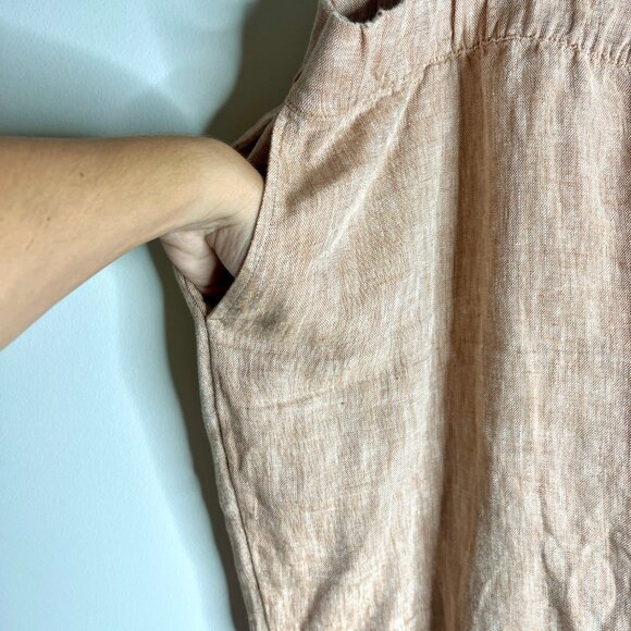 PureJill Light Tan Cropped Wide-Leg Pull On Lightweight Pants Vacation Beach 4X - Picture 4 of 4